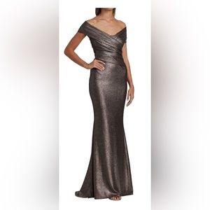 Copper Off the Shoulder Gown by Talbot Runhof
